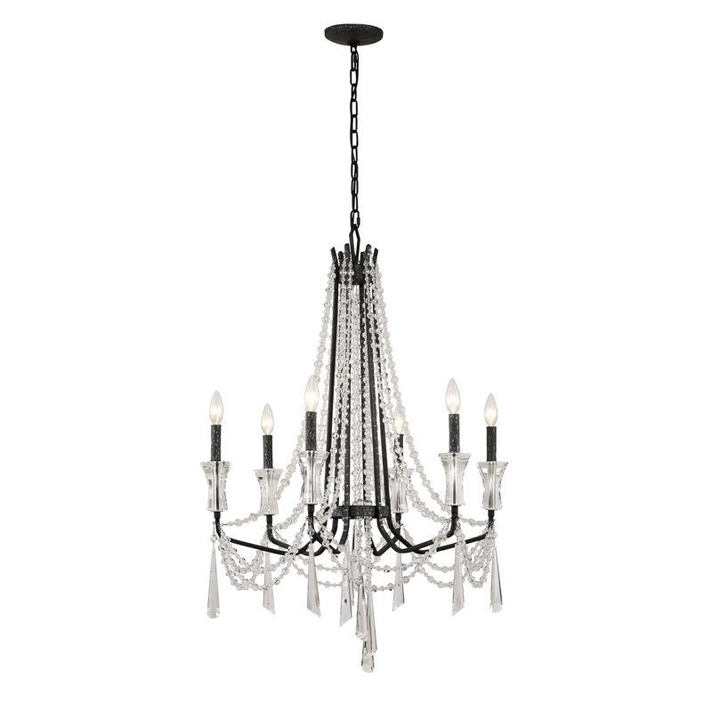 Barcelona Crystal Chandelier - 6-Light - Onyx, Matte Black, 6