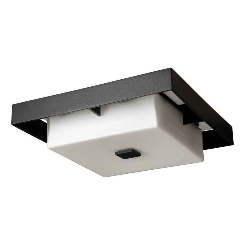 Shadow Box Outdoor Flush Mount, Coastal White, Coastal Oil Rubbed Bronze, 4" H x 12" W x 12" D