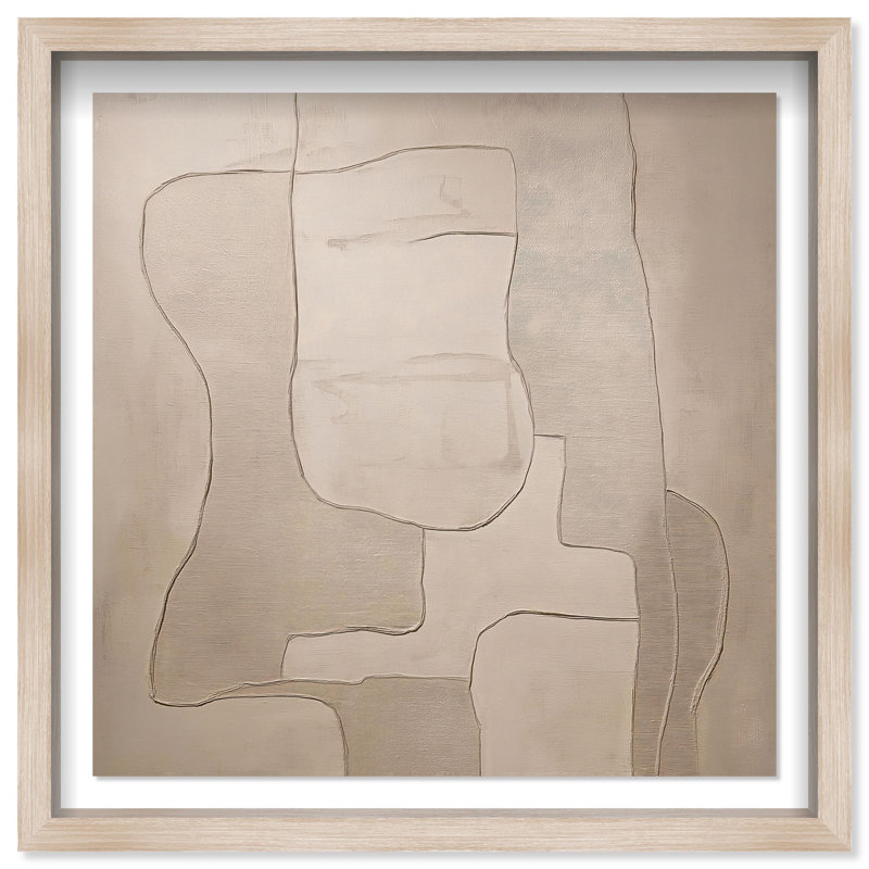 Oliver Gal Walnut Whimsy Abstract - Luxury Shadowbox Framed Wall Art, 32" H x 32" W, Cream