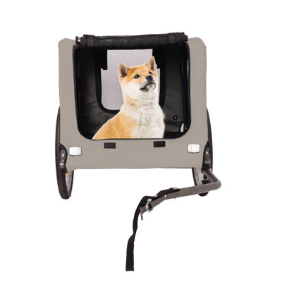 Dog Bike Trailer - Folding Pet Trailer Car For Bicycle, Folding Pet Carrier With 20 Inch Wheels, 2 Entrances, Safety Flag, Easy To Connect & Store