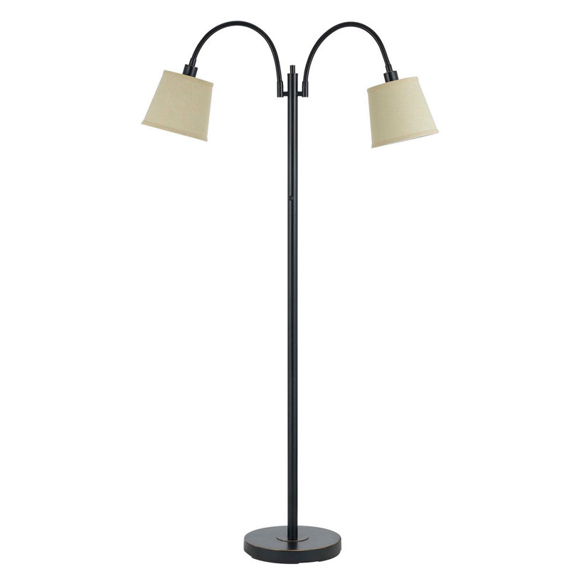 Lampe sur pied à branches 65 ", Noir, Crème