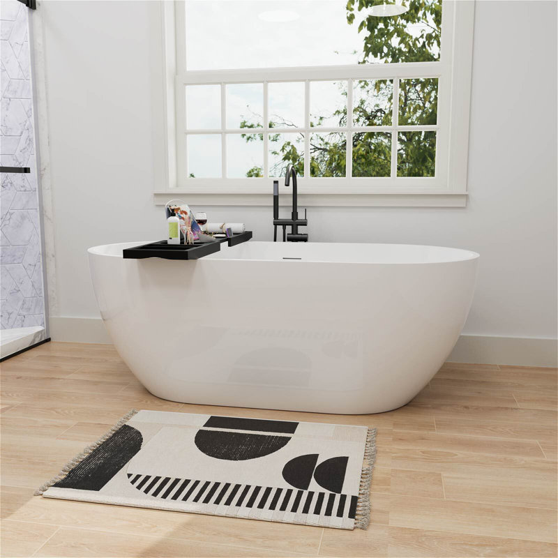 Robinet de baignoire à fixation au sol à 2 poignées - Noir mat