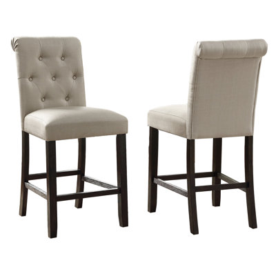 Of 2 Tan Counter Height Seats, Comfort, Strong Build Dining Stools, With Firm Legs