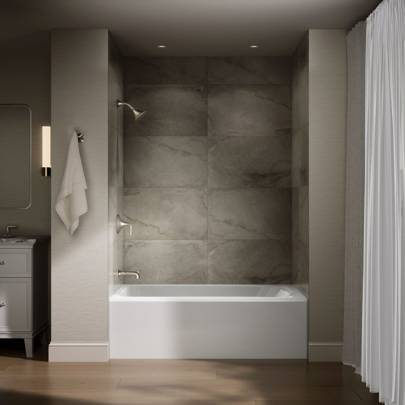 Avec 60 In. X 36 In. Alcove Bath, Left Drain, White, Left
