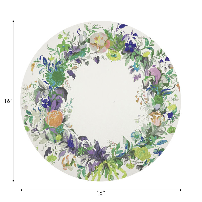 Wreath Flowers Pebble 16" Vinyl Placemat, Green