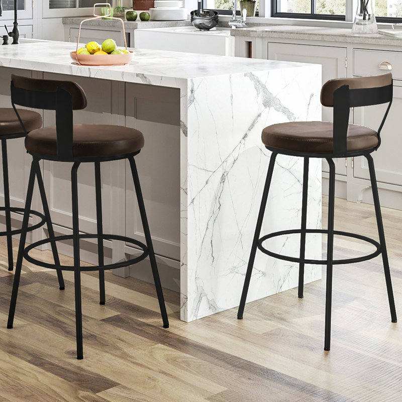 Tabouret de bar et de comptoir pivotant à dossier bas Kipton, Brun, Tabouret de bar (siège d’une hauteur de 30 po)