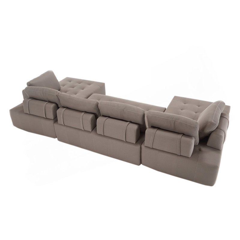 Canapé modulaire de 138,5 po, canapé en forme de U, salon, appartement, rembourré, canapé 6 places, canapé combiné libre (tissu en filet), tissu respirant, gris