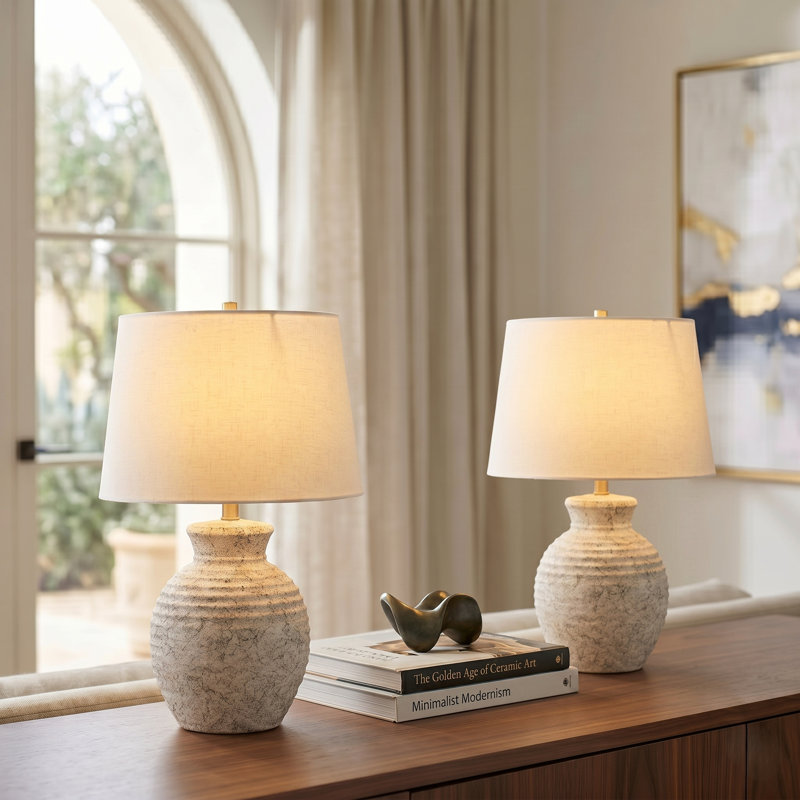 23" Ceramic Single Table Lamp Set