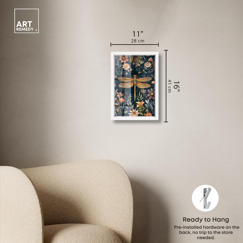 Décoration botanique Ruby Reed Rider III Shadowbox par Art Remedy, H 16 po x l 11 po, Blanc