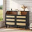 Commode 6 tiroirs en rotin naturel avec appliques et éclairage à DEL RVB-100460651