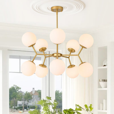 10 - Light Modern Sputnik Frosted Tiered Glass Globe Chandelier