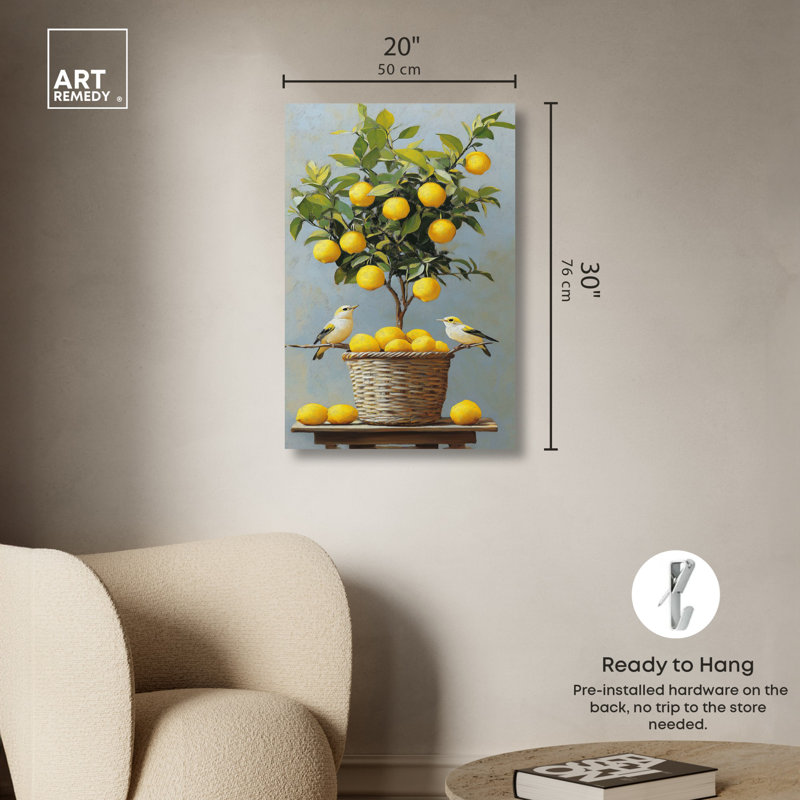 «Lemon Orchard Duet», art mural, H 30 po x l 20 po, Toile tendue