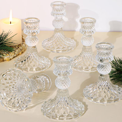 4.1'' H Glass Fireplace Candlestick