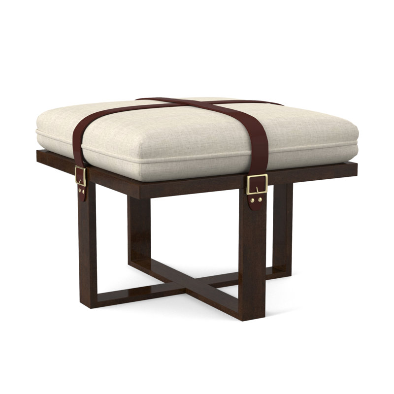 Square Ottoman, American Walnut, Filigree Ivory 100% Polyester
