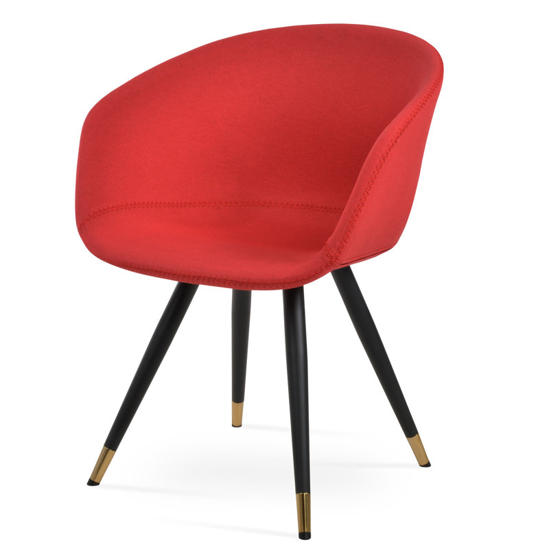 Fauteuil Tribeca, Noir / Laiton, Polyester / mélange de polyester rouge