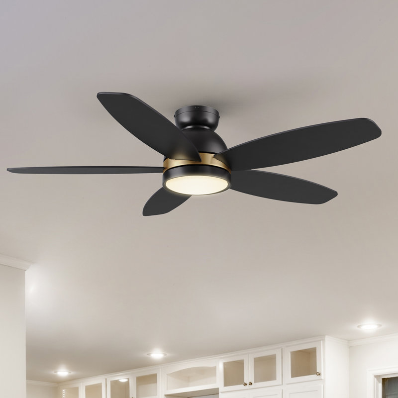 Smart DC Motor Ceiling Fan with LED Light, Remote control, Black, 48