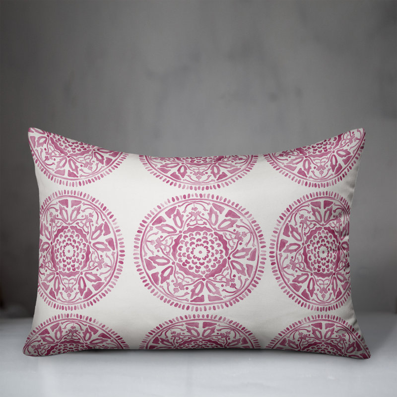 Floral Outdoor Reversible Throw Pillow, Light Purple