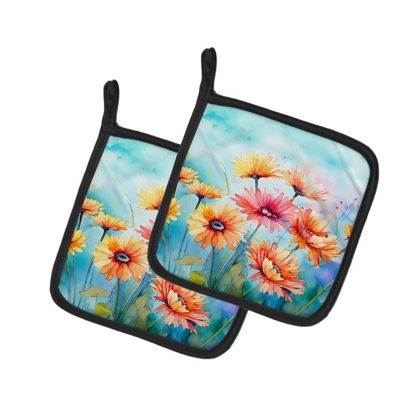 Caroline's Treasures Floral Polyester Potholder Set
