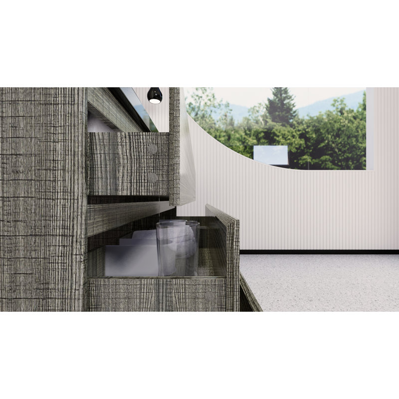 Ensemble de meuble-lavabo simple 60 po Santrice Royal, Gris cendre ultrabrillant