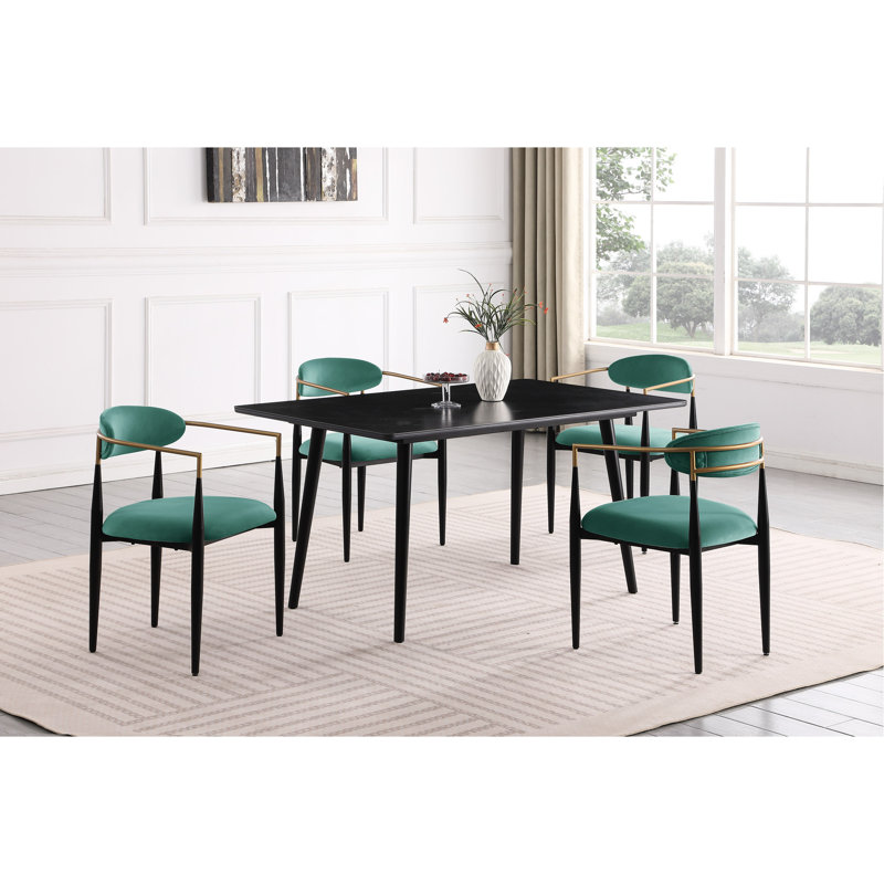 Ensemble de chaises rembourrées en tissu vert 2 pièces Modern Contemporary, Vert