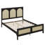 Structure de lit grand format en rotin, lit plateforme en bois avec support à lattes solides, tête et pied de lit en rotin-1571990520