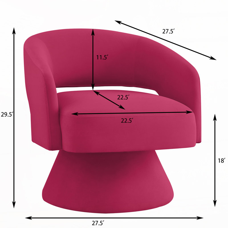 Fauteuil demi-tonneau pivotant rembourré en velours, Rose