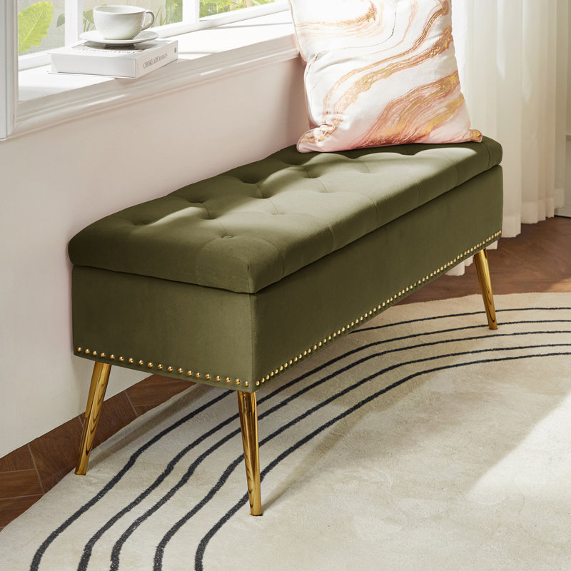 Banc de rangement rembourré en velours Kajana, Mousse