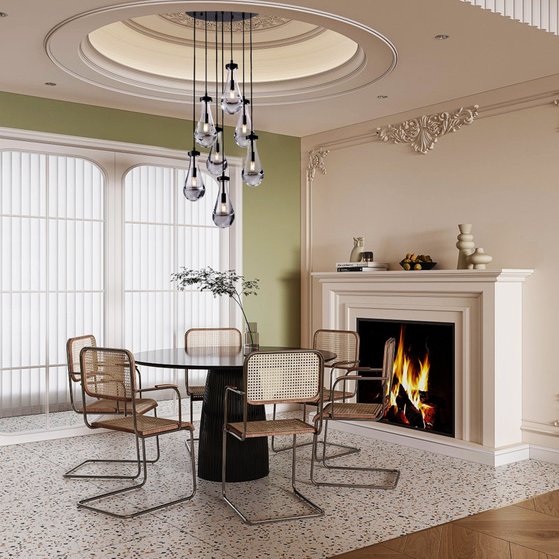 7-Light Dimmable Teardrop Chandelier (Bulbs Include), Matte Black