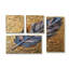 Boho Glam, exquise plume bleue sur or, grande décoration murale 4 pièces-936229942-936229941