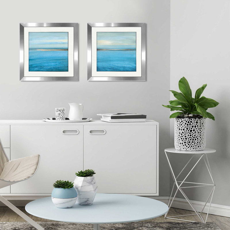 « ocean currents i », ensemble de 2 reproductions de peintures à l’acrylique encadrées, H 16,5 po x l 33 po x P 1 po