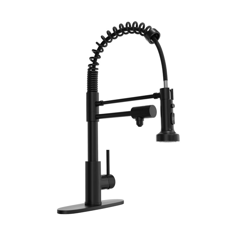 mondawe Pull Down Kitchen Faucet, Matte Black