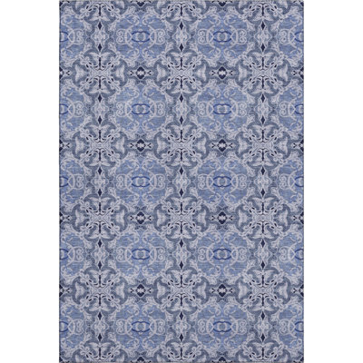 Premium Machine Washable Prisco Blue Rug