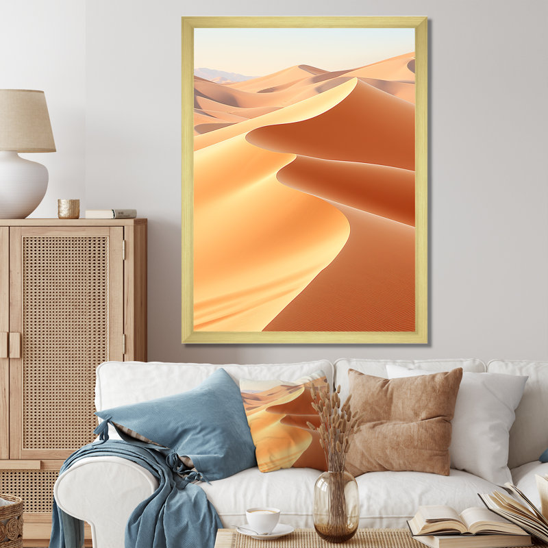 Desert Sand Dunes - Desert Wall Art, Gold Picture Framed, 32" H x 16" W x 1" D