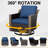 3-Piece PE Wicker Outdoor Patio Set with 2 Swivel Chairs & Side Table,Blue Cushion-662701582