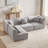 145 Inch Modular Sectional Couch 4-Seater Sectional Sofa Convertible Comfy Couches For Living Room Apartment, Office,Grey