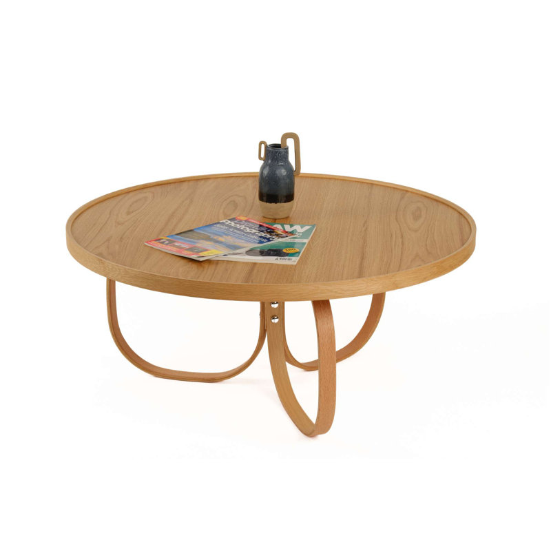Table basse ronde en bois massif - 39 po de diamètre - Chêne / Noyer, Chêne