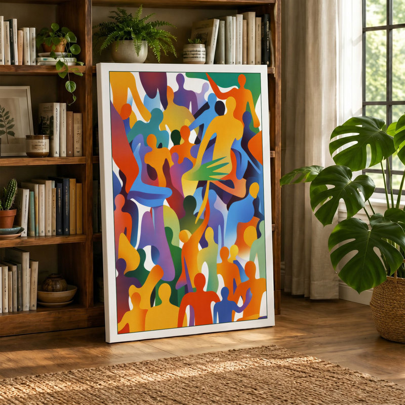 Gathered Together Modern - Wrapped Canvas, 30x20 - 76.2 x 50.8 cm, Teal Border