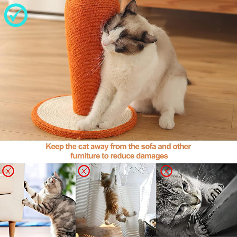 Carrot Cat Scratching Post with Sisal Rope, Medium (17"H x 12"W x 12"L)