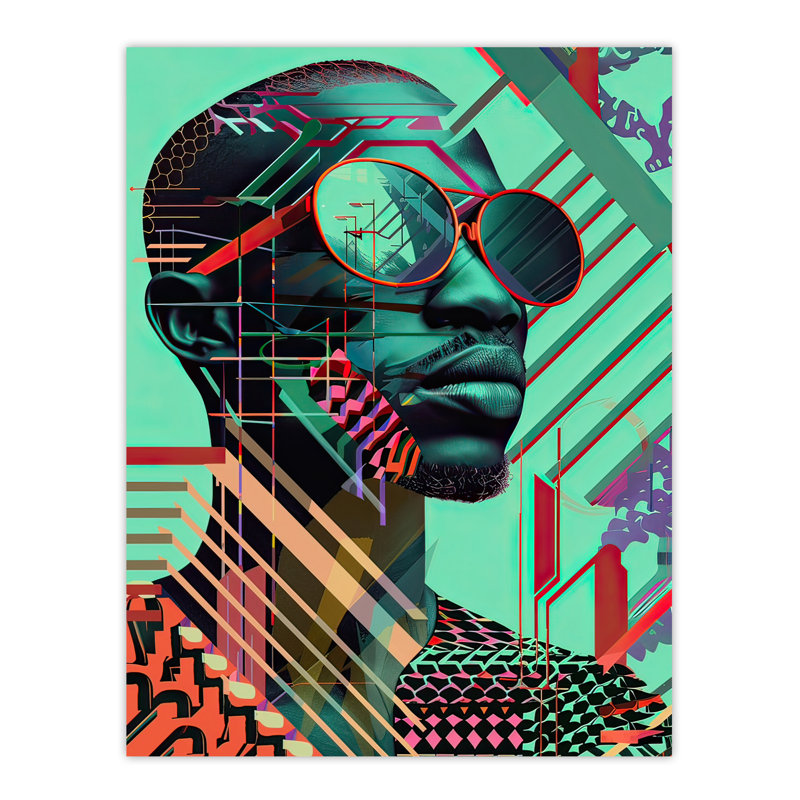 Futuristic African Man Shades Portrait Bold Wall Art Print