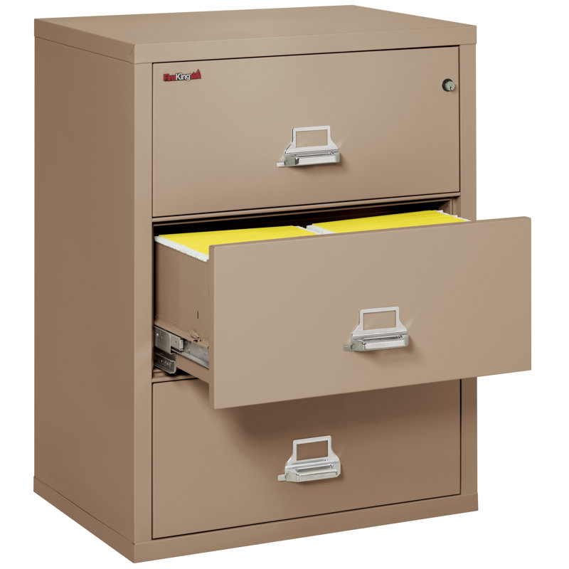 Fireproof 3 - Drawer File Cabinet, Taupe, Key Lock