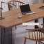 Bureau rectangulaire brun et noir en bois massif, fer et acrylique-985807845