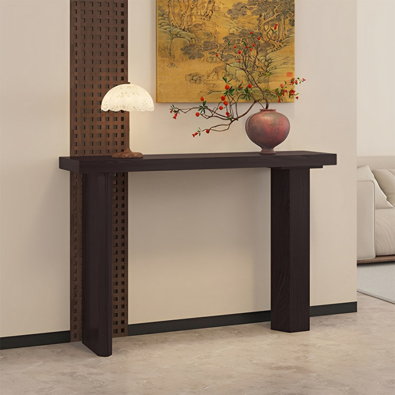 Modern Minimalist Solid Wood Console Table, Black, 31.5'' H x 39.37'' W x 11.81'' D