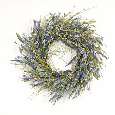 22" Artificial Farmhouse Twig Spring Summer Berry Greenery Leaves Wildflower Front Door Wreath