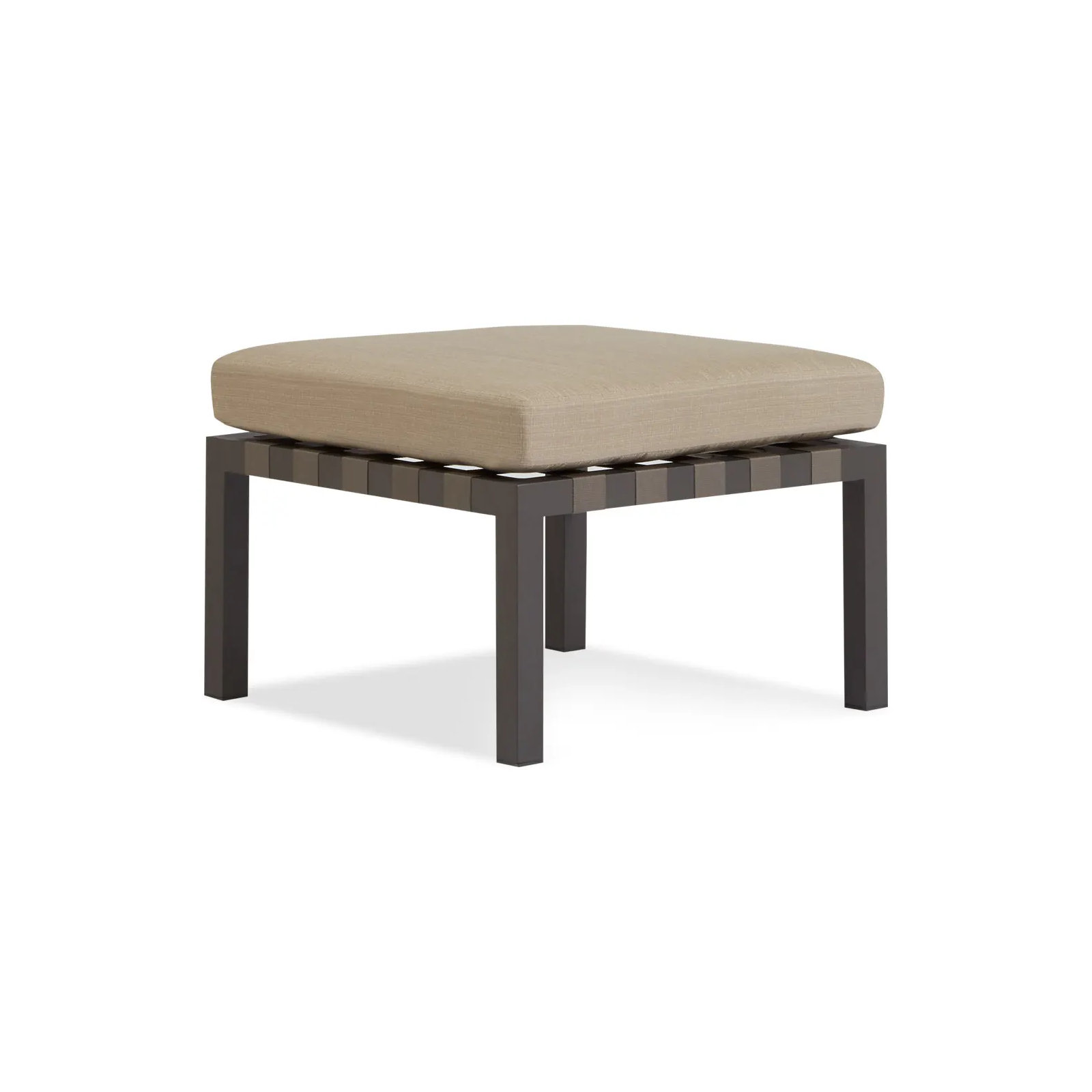 Jibe Upholstered Outdoor Ottoman with Cushion, Carbon Frame/Sunbrella Taupe Cushion