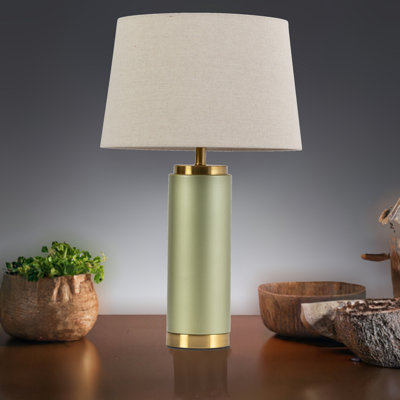 Cylinder 55cm Metal Ceramic look Table Lamp