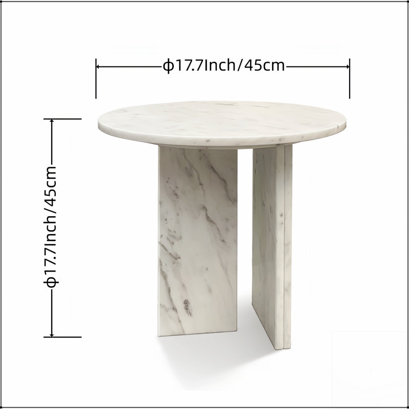 Table d'appoint ronde en marbre naturel semi-poli, table d'appoint, marbre véritable et véritable pour une décoration intérieure élégante