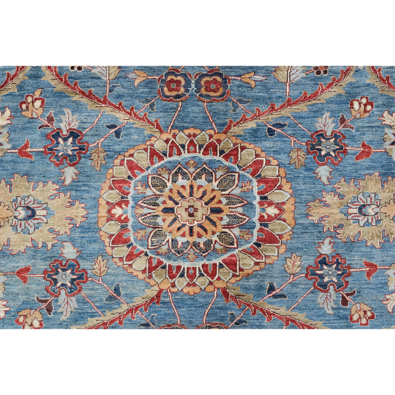 High-Quality Hand-Knotted Blue And Red Area Rug