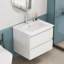 Ensemble de meuble-lavabo 24 po avec lavabo, armoire avec 2 grands tiroirs, système de fermeture en douceur, 2 grands tiroirs, conception sans poignée, assemblage facile, blanc brillant