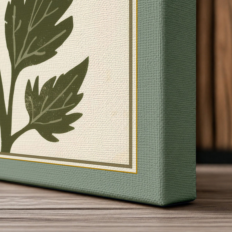Red Poppy Botanical - Wrapped Canvas, 24x16 - 61.0 x 40.6 cm, Sage Border