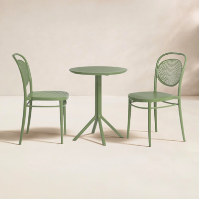 Farrah 24'' Round 2 - Person Bistro Set with Stacking Chairs